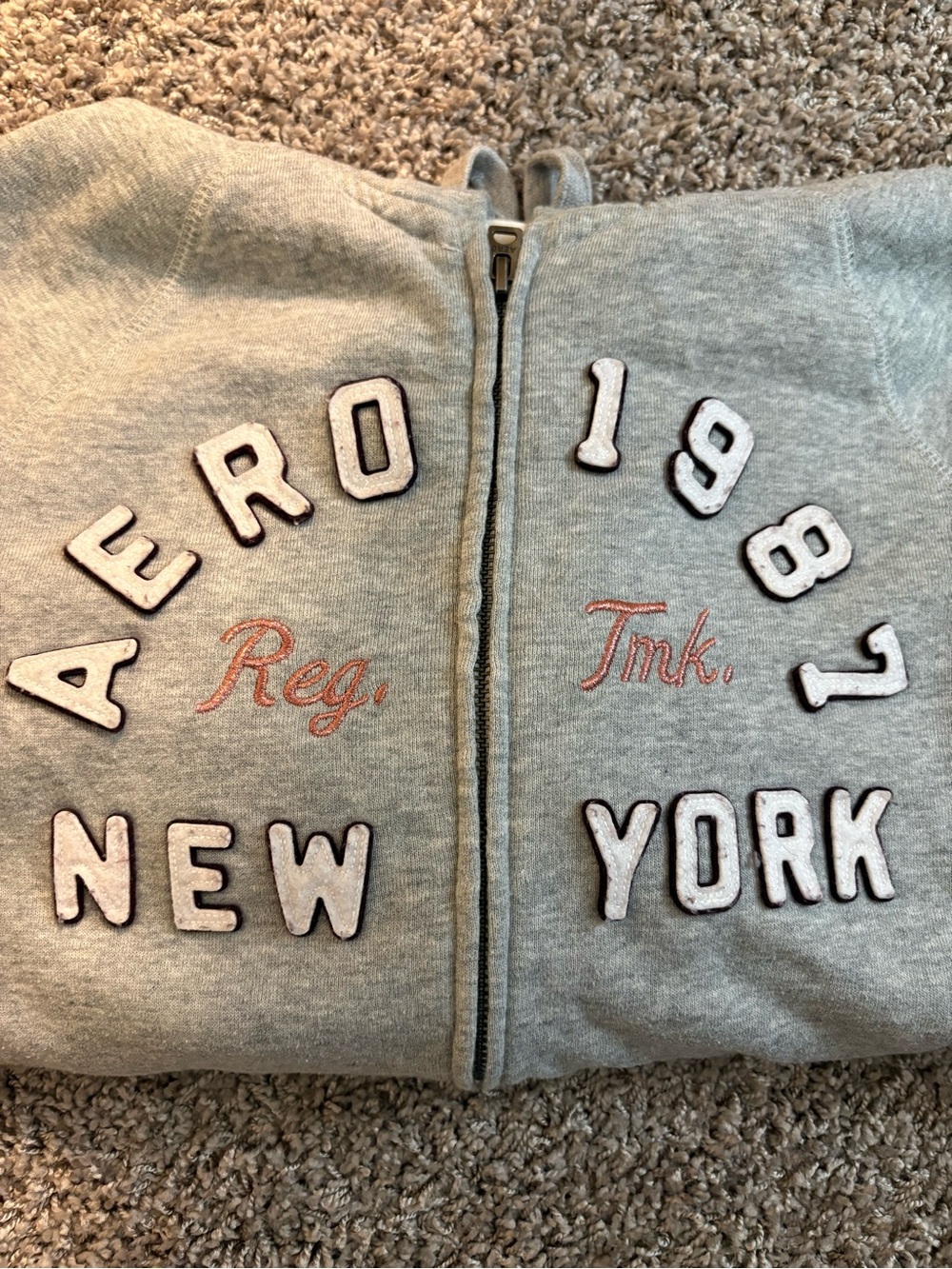 Aeropostale Kids Light Gray New York Zip Hoodie